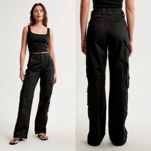 Abercrombie NWT High Rise Relaxed Cargo Pant Black 29 8 Regular Curve Love